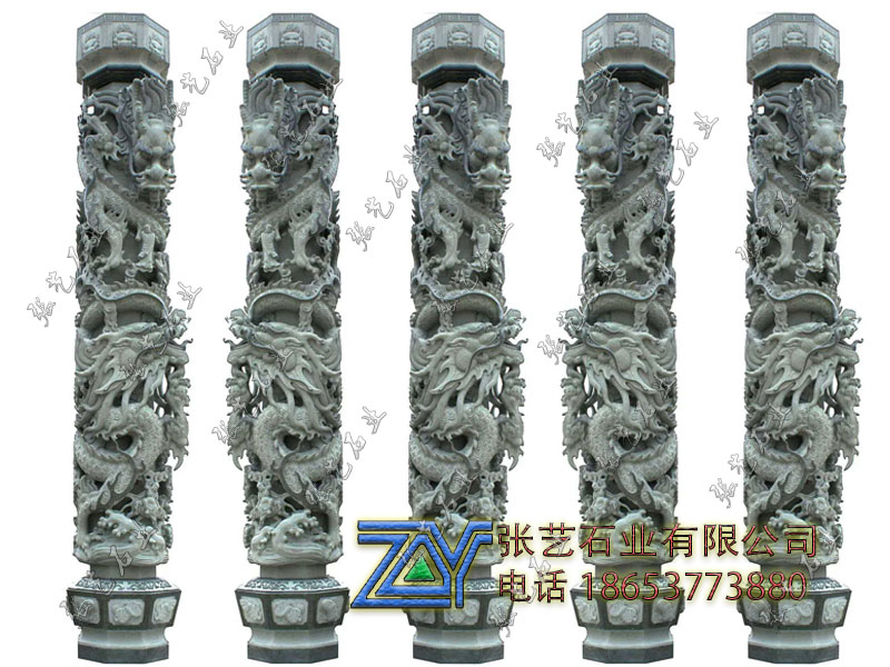 青石滾龍柱